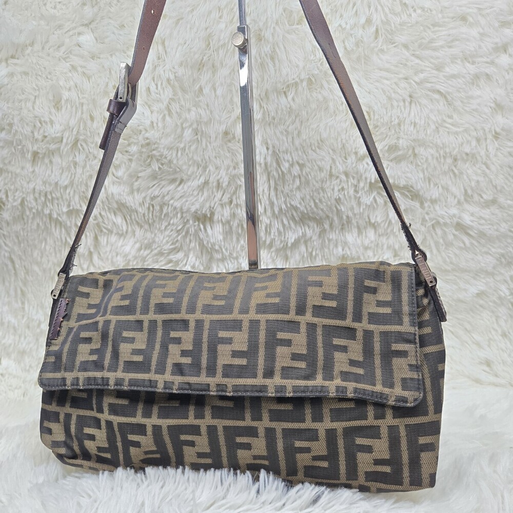 FENDI shoulder bag Zucca Mamma Bucket canvas leather over the